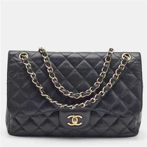 chanel handbag black caviar|CHANEL Caviar Quilted Jumbo Double Flap Black.